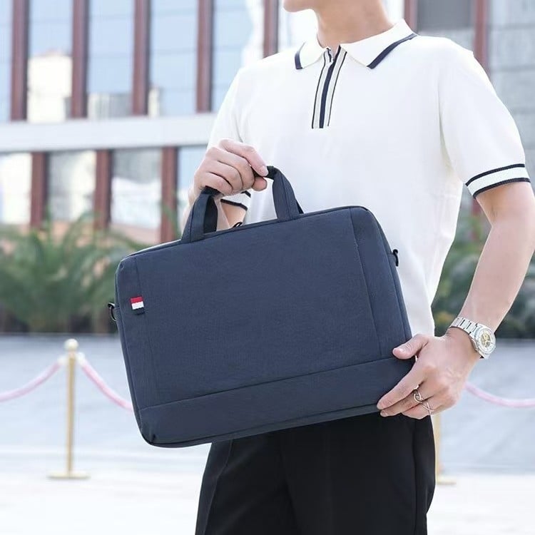 Geantă pentru laptop pentru bărbați – nylon, culoare solidă, curea crossbody, pentru laptop de 15 inch, birou