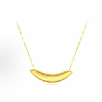 Colier din alamă placat cu aur, pandantiv în formă de semilună și tub curbat în formă de corn