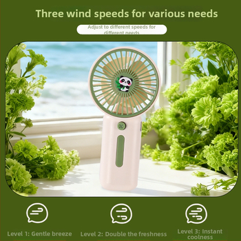 Ručný mini ventilátor Lingpan Panda s USB nabíjateľným stojanom