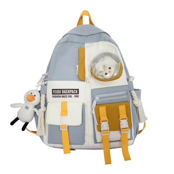 Rucsac din nylon cu o capacitate mare, stil Harajuku coreean, unisex pentru elevi și studenți, 20–35 L, design color-block