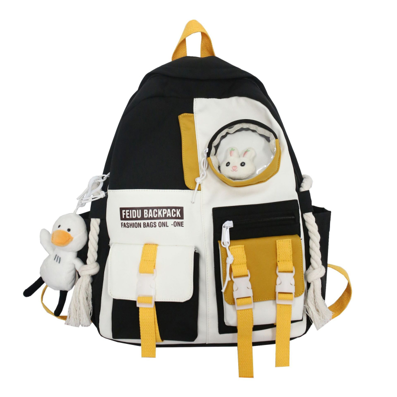 Rucsac din nylon cu o capacitate mare, stil Harajuku coreean, unisex pentru elevi și studenți, 20–35 L, design color-block