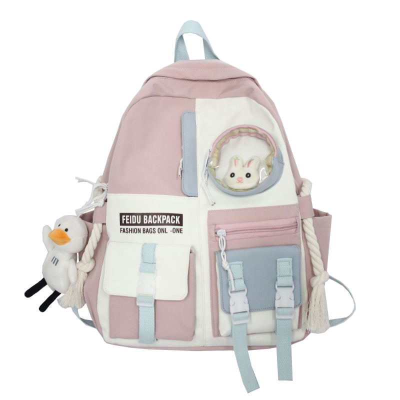 Rucsac din nylon cu o capacitate mare, stil Harajuku coreean, unisex pentru elevi și studenți, 20–35 L, design color-block