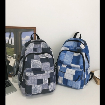 Rucsac pentru elevi, capacitate mare, stil japonez Harajuku, unisex, compartiment pentru laptop de 11 inch, nylon, model în carouri