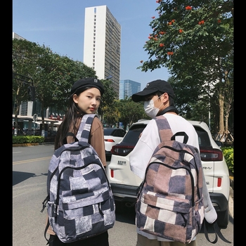 Rucsac pentru elevi, capacitate mare, stil japonez Harajuku, unisex, compartiment pentru laptop de 11 inch, nylon, model în carouri