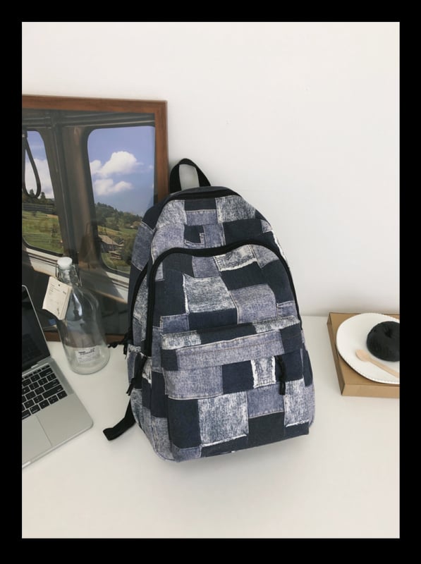 Rucsac pentru elevi, capacitate mare, stil japonez Harajuku, unisex, compartiment pentru laptop de 11 inch, nylon, model în carouri