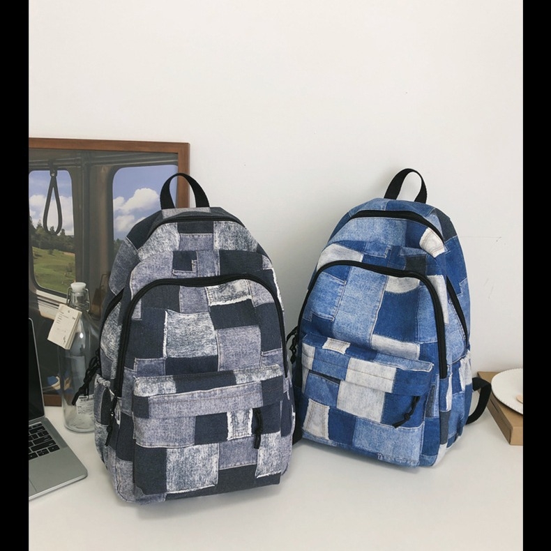 Rucsac pentru elevi, capacitate mare, stil japonez Harajuku, unisex, compartiment pentru laptop de 11 inch, nylon, model în carouri