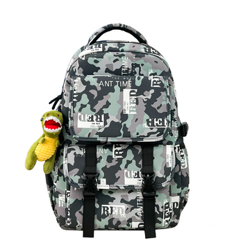 Rucsac din nylon în stil Harajuku, capacitate mare, ghiozdan pentru elevi, imprimeu camuflaj graffiti