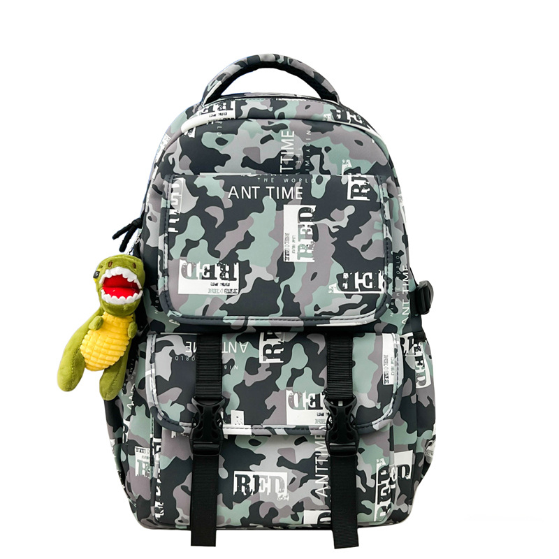 Rucsac din nylon în stil Harajuku, capacitate mare, ghiozdan pentru elevi, imprimeu camuflaj graffiti