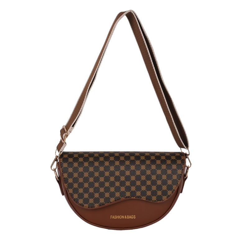 Geantă de umăr 2025, în formă de șa, imprimeu floral vintage, crossbody, design minimalist la modă