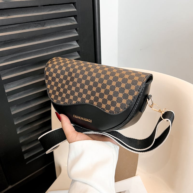 Geantă de umăr 2025, în formă de șa, imprimeu floral vintage, crossbody, design minimalist la modă