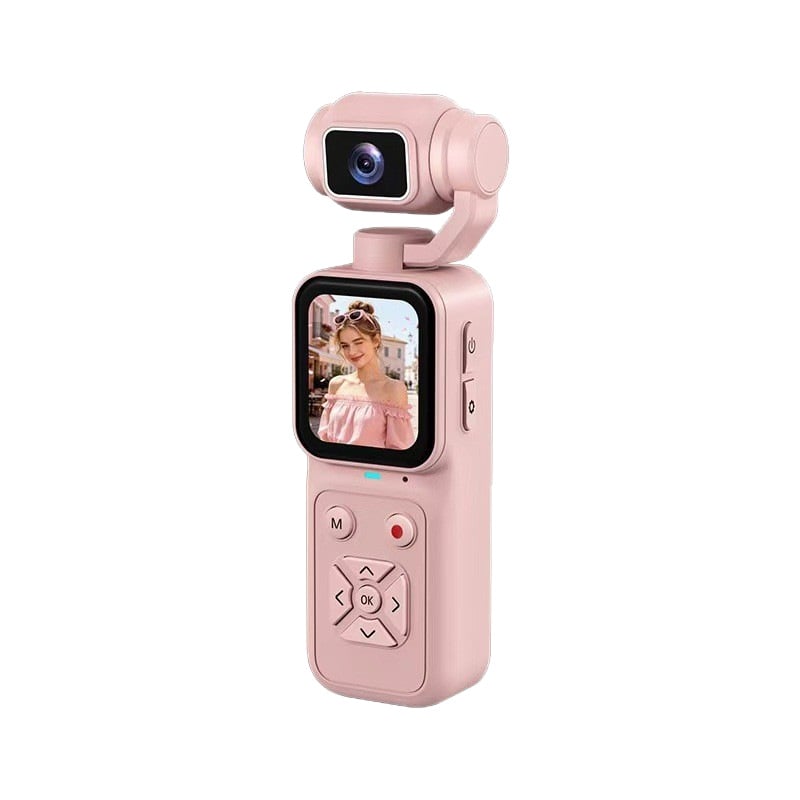 Cameră video 4K portabilă cu gimbal pentru sporturi în aer liber și călătorii, mică, cu urmărire facială