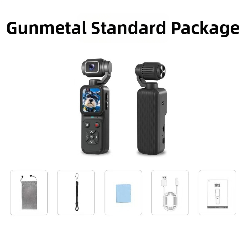 Cameră video 4K portabilă cu gimbal pentru sporturi în aer liber și călătorii, mică, cu urmărire facială