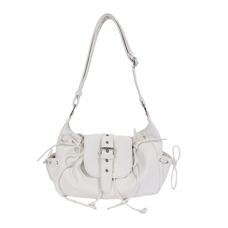 Geantă mare din piele PU, în formă de șa, pentru femei, crossbody, design urban minimalist, închidere cu fermoar