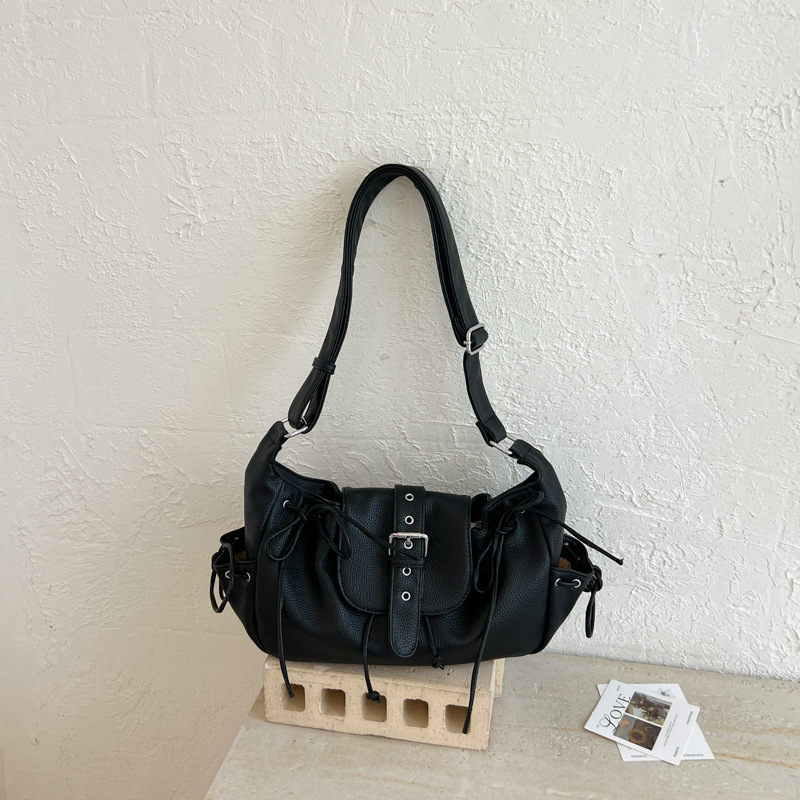 Geantă mare din piele PU, în formă de șa, pentru femei, crossbody, design urban minimalist, închidere cu fermoar