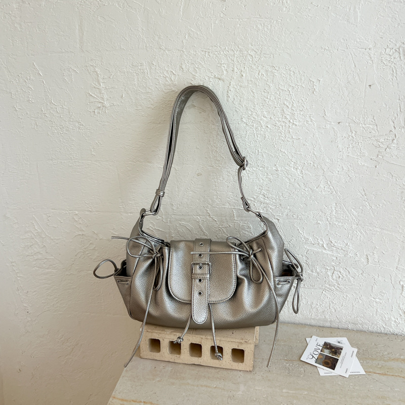 Geantă mare din piele PU, în formă de șa, pentru femei, crossbody, design urban minimalist, închidere cu fermoar