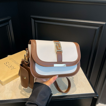 Geantă de damă din PU, pentru naveta zilnică, mică, crossbody cu capac, formă pătrată orizontală, vară 2025