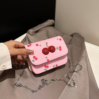 Geantă satchel pentru femei, proaspătă și casual, cu imprimeu căpșună, mică, tip crossbody, vara 2025