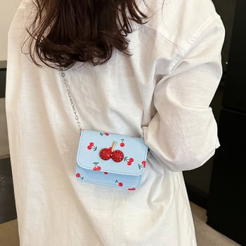 Geantă satchel pentru femei, proaspătă și casual, cu imprimeu căpșună, mică, tip crossbody, vara 2025