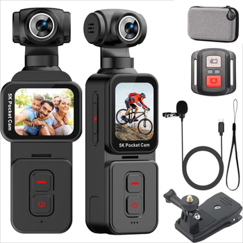 Cameră de acțiune 5K cu stabilizare, ecran tactil, compactă pentru ciclism în aer liber și Vlog