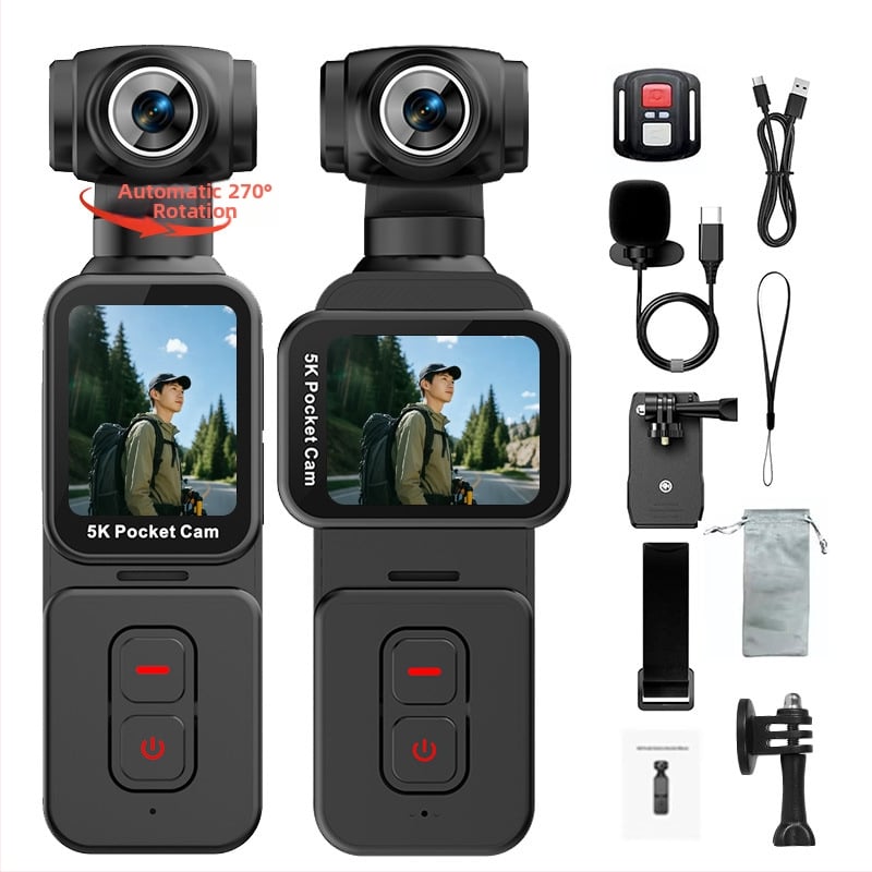 Cameră de acțiune 5K cu stabilizare, ecran tactil, compactă pentru ciclism în aer liber și Vlog