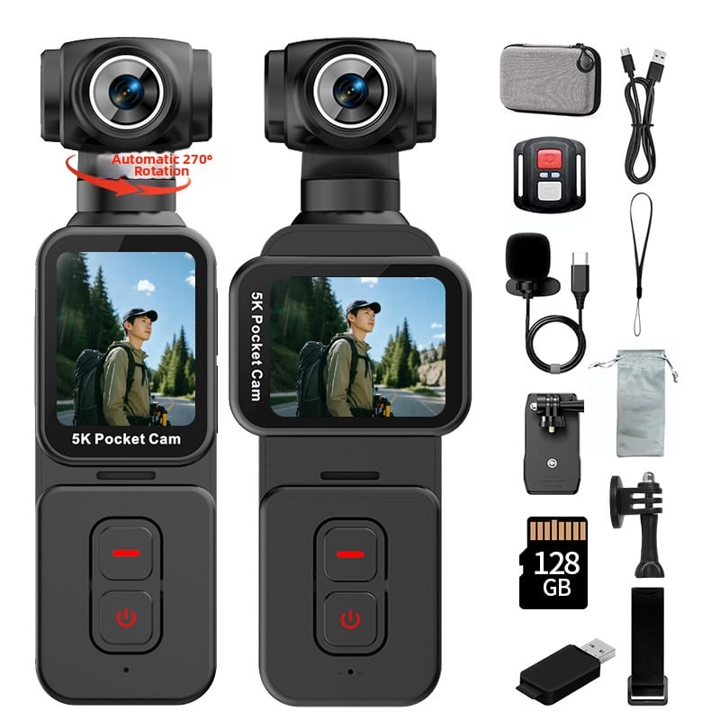 Cameră de acțiune 5K cu stabilizare, ecran tactil, compactă pentru ciclism în aer liber și Vlog