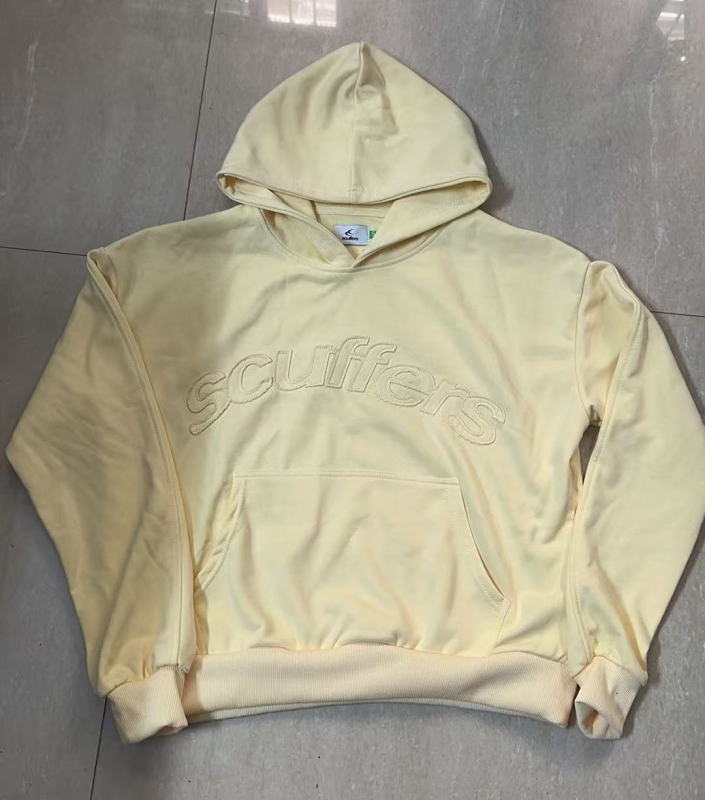 Памучен суитшърт с качулка и флийс подплата, принтирана бродерия, едноцветен, свободна кройка, ежедневен спортен стил