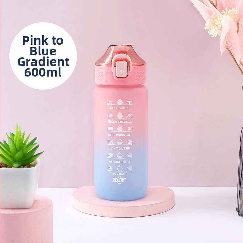 600ml športová fľaša na vodu s gradientným vzorom, minimalistický matný povrch, dizajn inšpirovaný vesmírom, prenosná na fitness