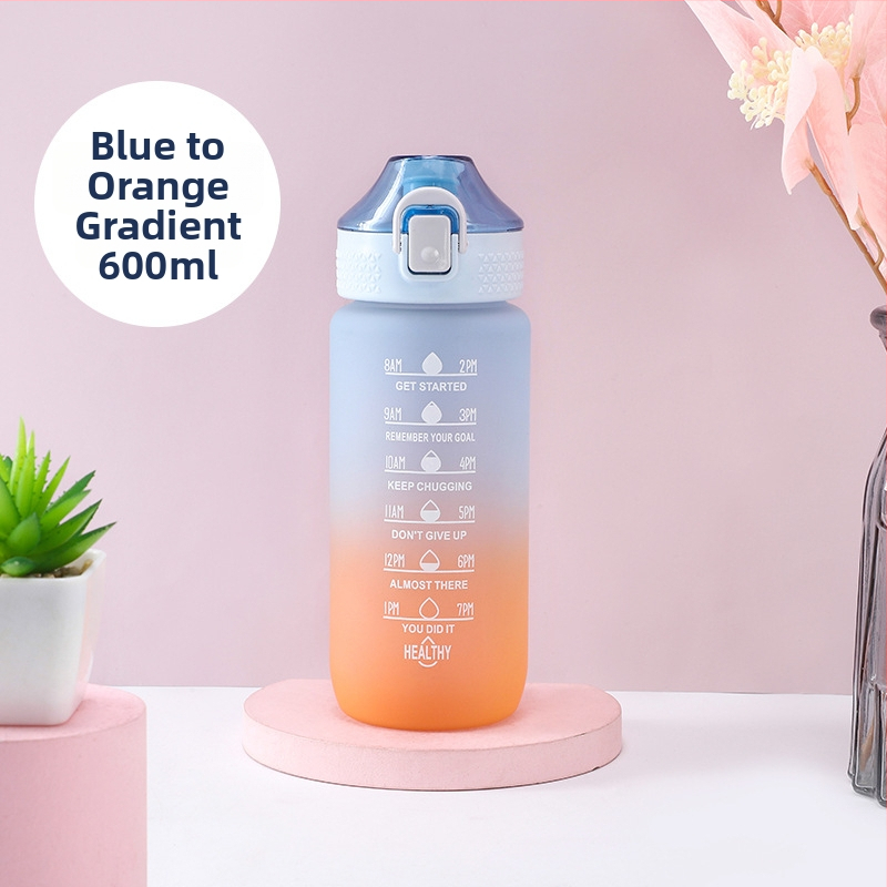 600ml športová fľaša na vodu s gradientným vzorom, minimalistický matný povrch, dizajn inšpirovaný vesmírom, prenosná na fitness