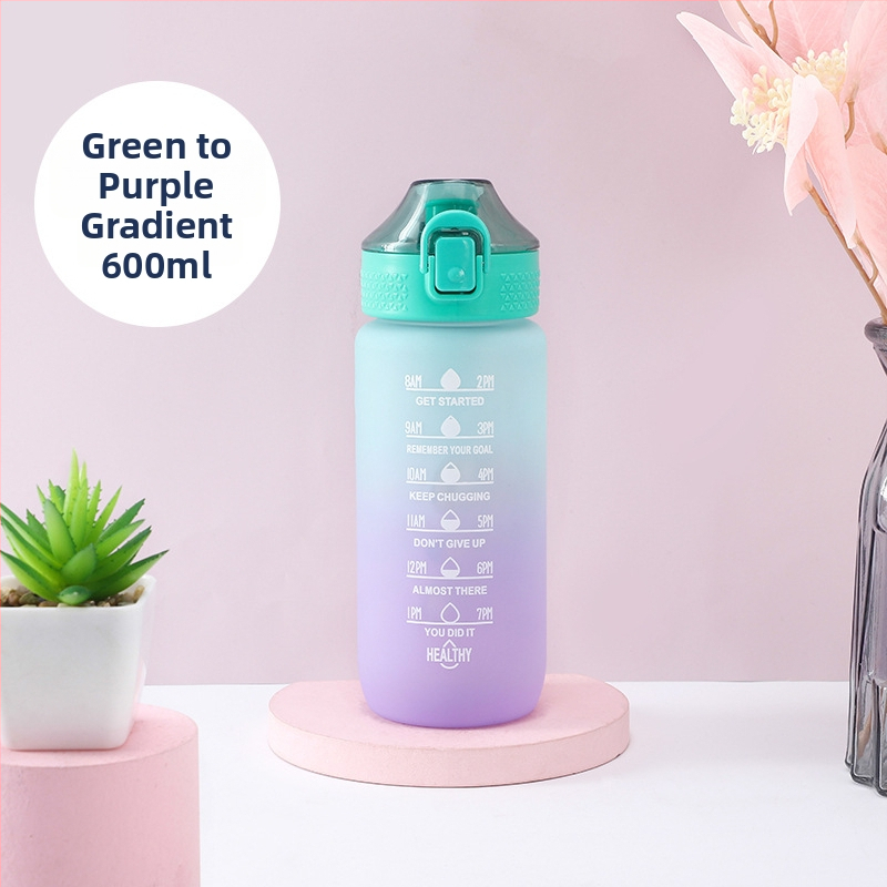 600ml športová fľaša na vodu s gradientným vzorom, minimalistický matný povrch, dizajn inšpirovaný vesmírom, prenosná na fitness