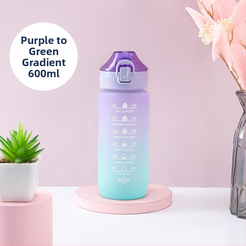 600ml športová fľaša na vodu s gradientným vzorom, minimalistický matný povrch, dizajn inšpirovaný vesmírom, prenosná na fitness