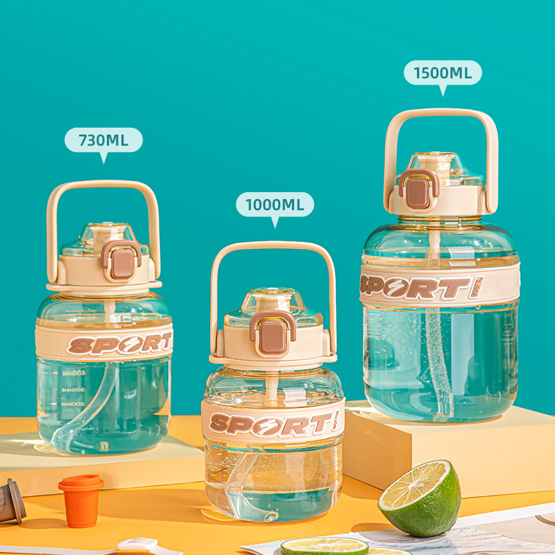 Sticlă de apă sport personalizabilă pentru exterior, cu capacitate mare, cu pai