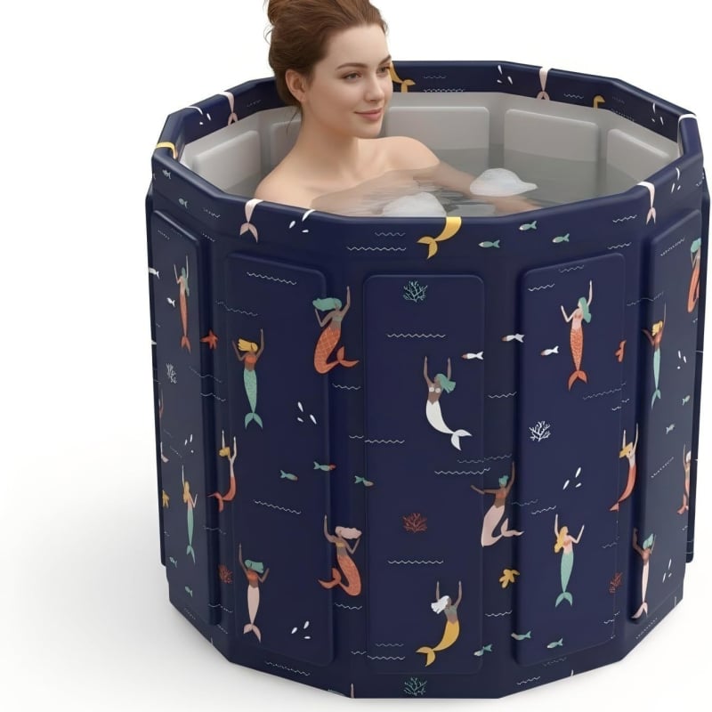 Cadă de baie pliabilă pentru adulți, portabilă, design multistrat îmbunătățit