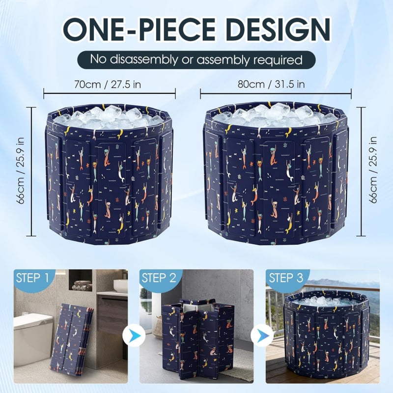 Cadă de baie pliabilă pentru adulți, portabilă, design multistrat îmbunătățit