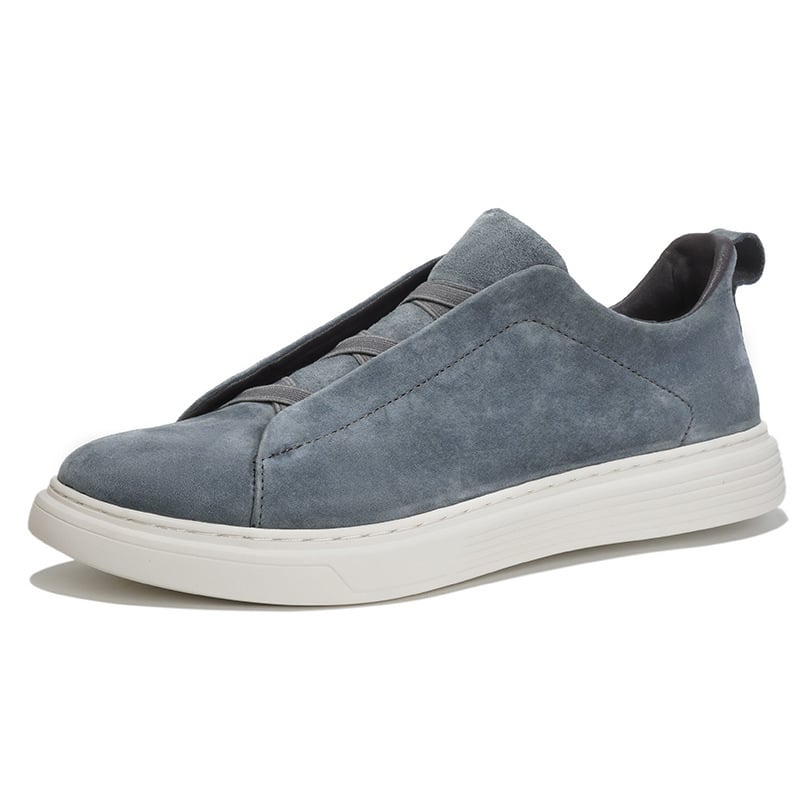 Pantofi bărbați respirabili, în mărime mare, din piele de porc de primă clasă, cu șireturi elastice fără nod, loafers casual, vârf rotund, sneakers versatili