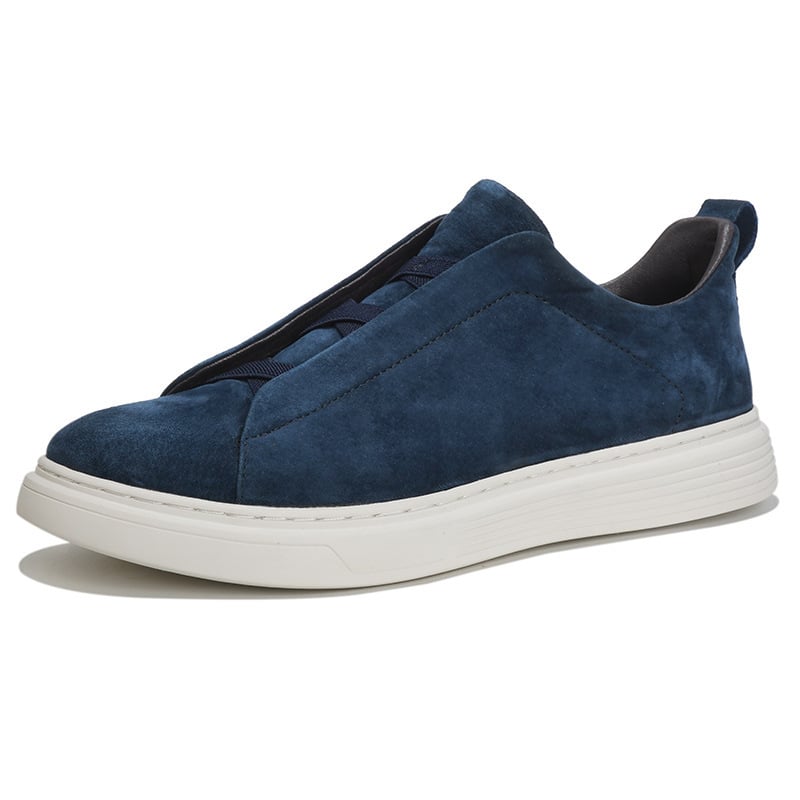 Pantofi bărbați respirabili, în mărime mare, din piele de porc de primă clasă, cu șireturi elastice fără nod, loafers casual, vârf rotund, sneakers versatili