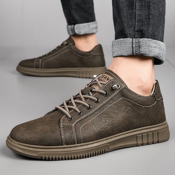 Adidași albi din piele pentru bărbați, respirabili, cu piele moale și talpă moale, pantofi sport casual pentru primăvară și toamnă.