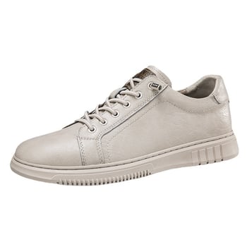 Adidași albi din piele pentru bărbați, respirabili, cu piele moale și talpă moale, pantofi sport casual pentru primăvară și toamnă.