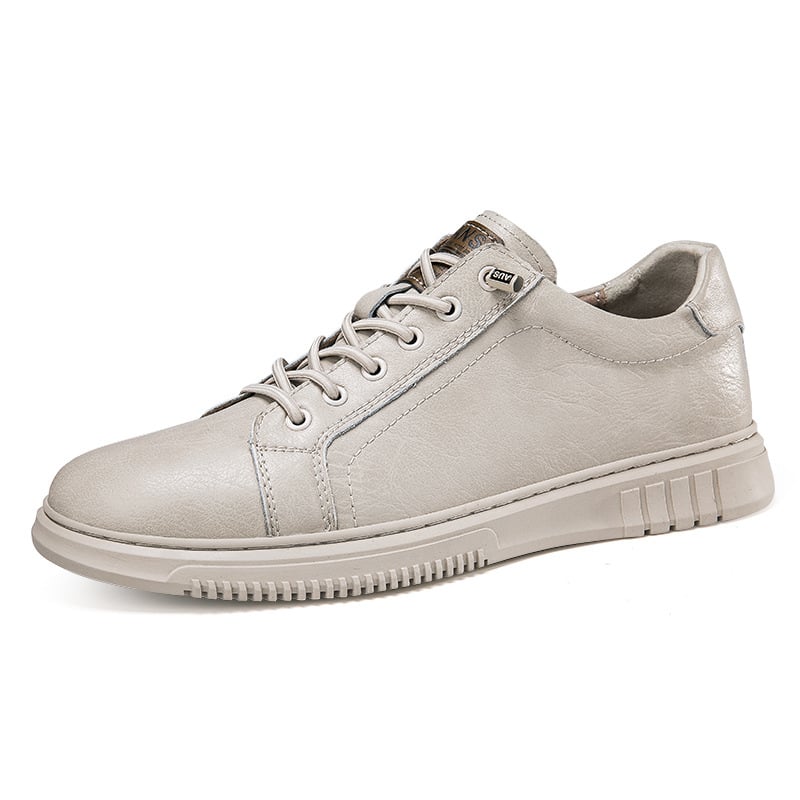 Adidași albi din piele pentru bărbați, respirabili, cu piele moale și talpă moale, pantofi sport casual pentru primăvară și toamnă.