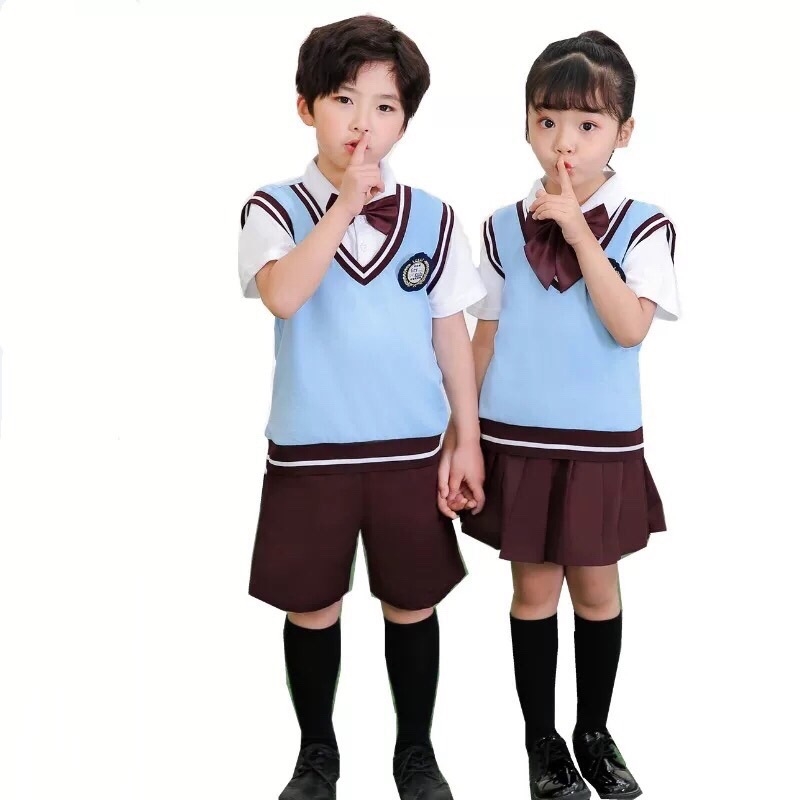 Set școlar de vară din bumbac pentru copii, unisex, pulover, stil britanic, pentru copii de 8 ani și peste, mărimi Mediu și Mare.