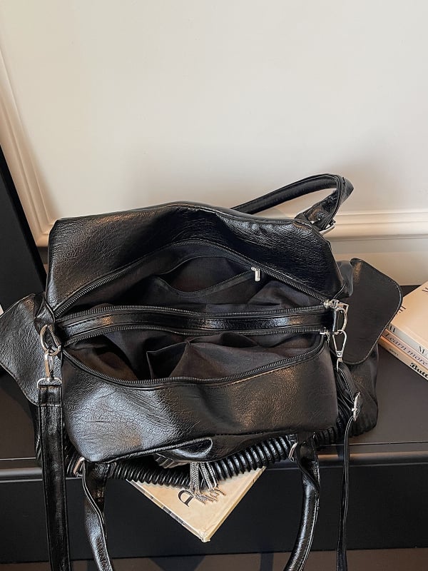 Geantă de damă din piele sintetică moale, stil american retro, crossbody cu curea, mare capacitate pentru utilizare zilnică