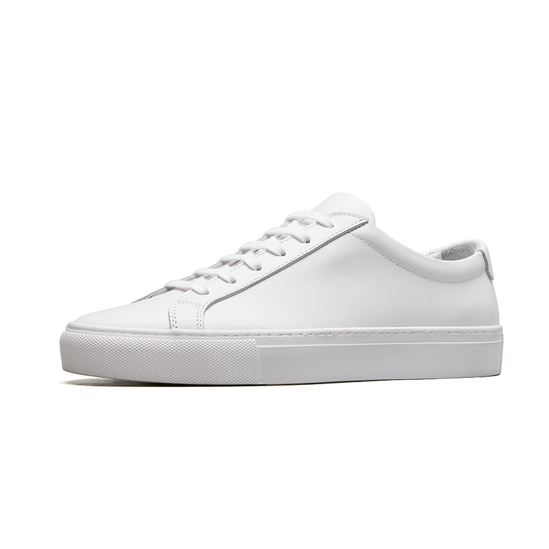 Pantofi sport albi din piele, respirabili pentru bărbați, stil coreean, talpă plată, casual