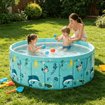 Piscină pliabilă pentru copii de 2 metri, fără pompă, pentru baie și spălare