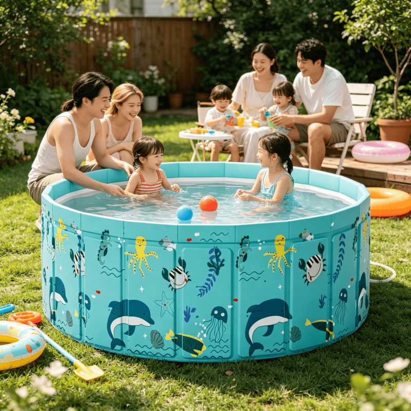 Piscină pliabilă pentru copii de 2 metri, fără pompă, pentru baie și spălare