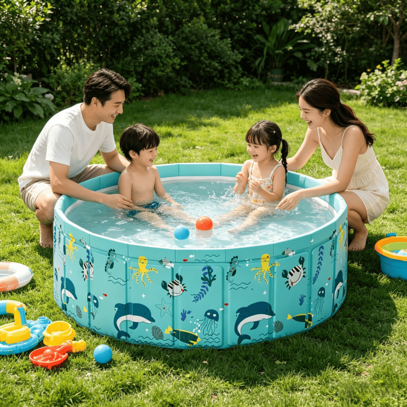 Piscină pliabilă pentru copii de 2 metri, fără pompă, pentru baie și spălare