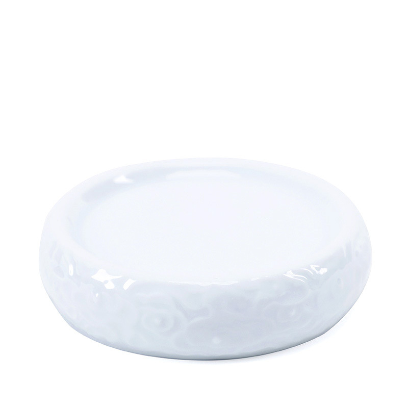 Set ceramic pentru ceremonial ceai în stil chinezesc, cu capac de ceainic în relief retro și suport pentru ceașcă cu farfurioară izolantă