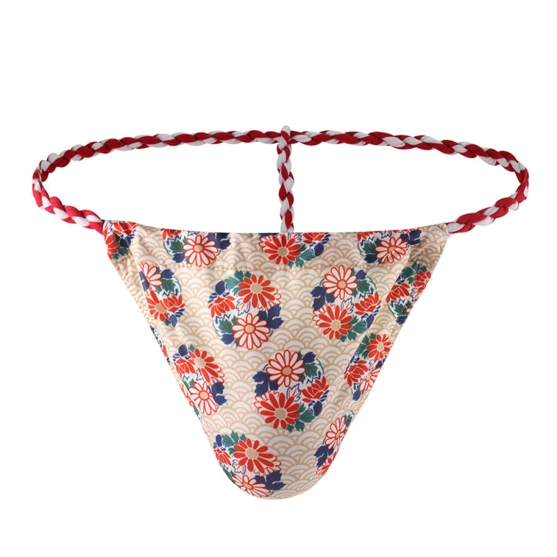 Thong bărbătesc, stil japonez, de Crăciun, talie joasă, cu imprimeu sumo