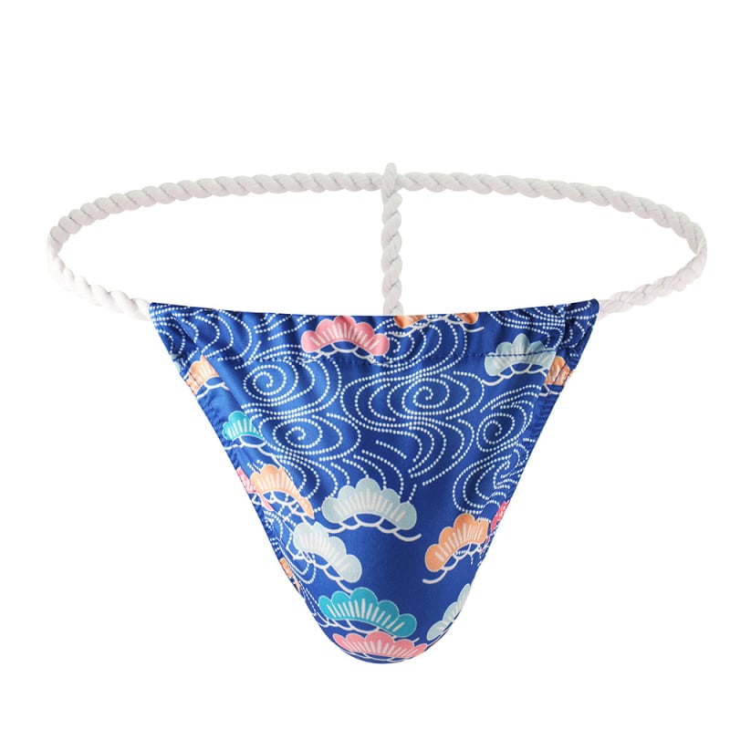 Thong bărbătesc, stil japonez, de Crăciun, talie joasă, cu imprimeu sumo