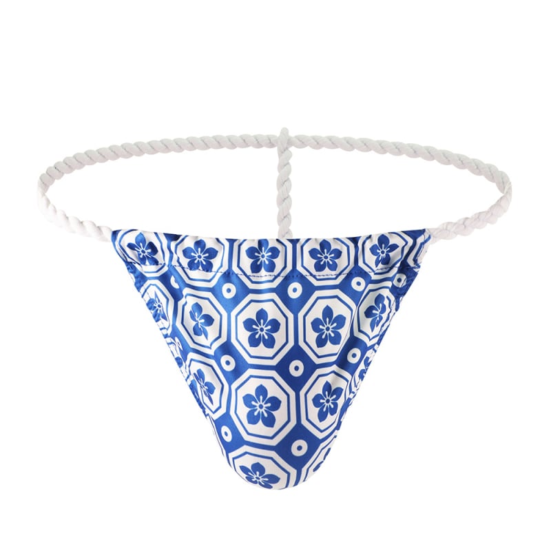 Thong bărbătesc, stil japonez, de Crăciun, talie joasă, cu imprimeu sumo