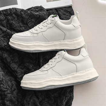 Adidași albi unisex, sport casual, cu talpă interioară ce mărește înălțimea cu 7 cm