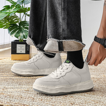 Adidași albi unisex, sport casual, cu talpă interioară ce mărește înălțimea cu 7 cm